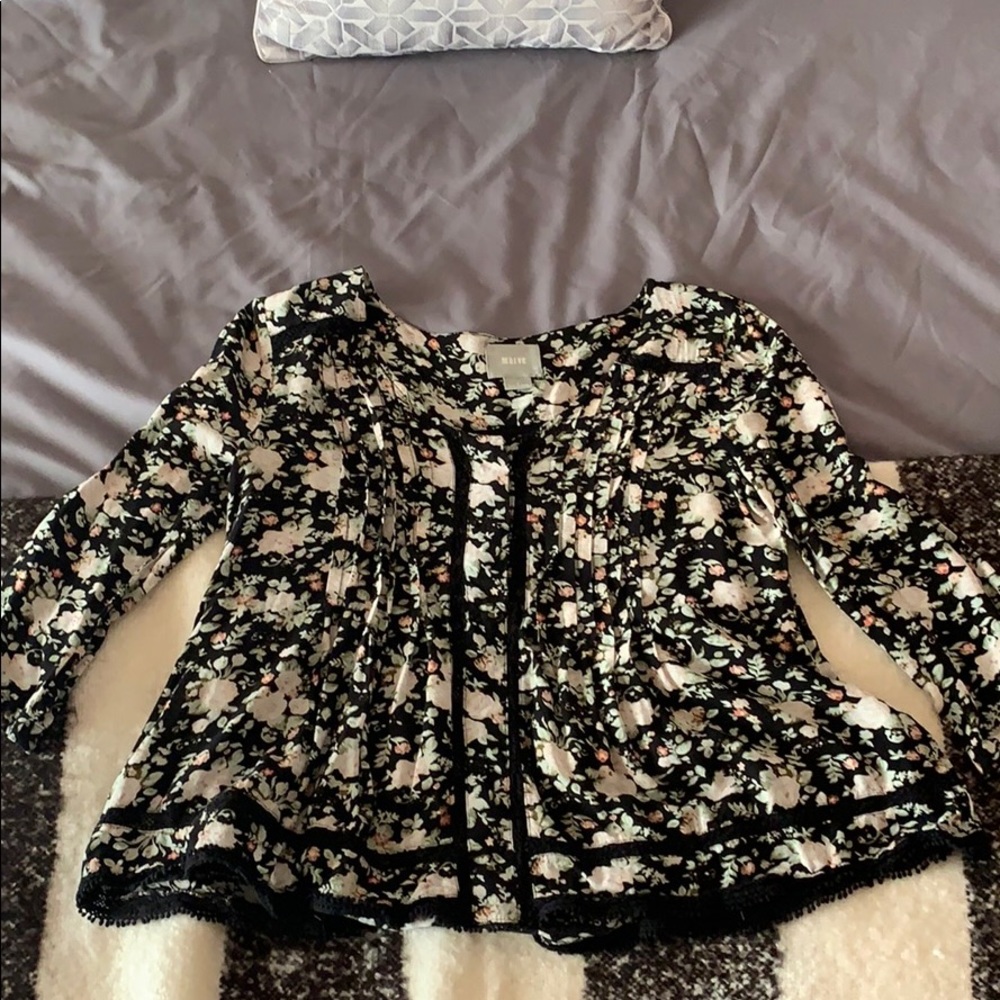 Maeve Black/Cream Floral Blouse